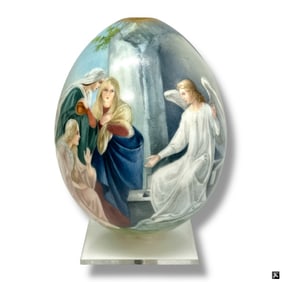 19C Russian Porcelain Easter Egg "Angel"