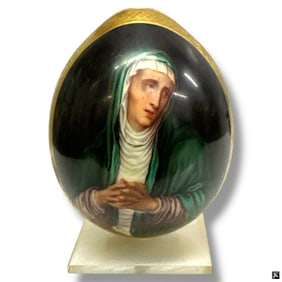 19C Russian Porcelain Easter Egg "Woman"