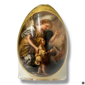19C Russian Porcelain Easter Egg "Christ Child"