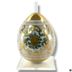19C Russian Porcelain Easter Egg "Foliate"