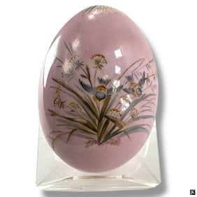 19C Russian Porcelain Easter Egg "Birds & Flowers"
