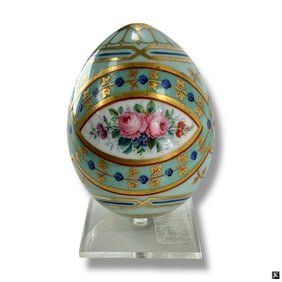 19C Russian Porcelain Easter Egg "Flower"