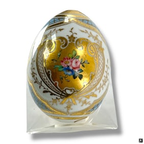 19C Russian Porcelain Easter Egg "Flowers"