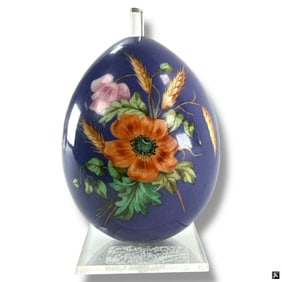 19C Russian Porcelain Easter Egg "Flowers"