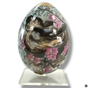 19C Russian Porcelain Easter Egg "Birds Nest"