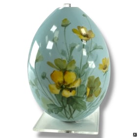 19C Russian Porcelain Easter Egg "Wildflowers"