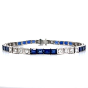 1960’s 18K White Gold Diamond & Synthetic Sapphire