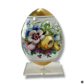 19C Russian Porcelain Easter Egg "Flowers"