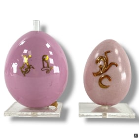 2 19C Russian Porcelain Easter Egg "Christ Arisen"