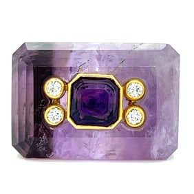 1960’s 18K Amethyst & Diamond Ring