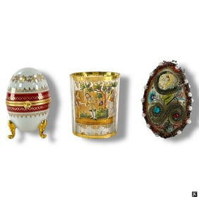 3 Decorative Russian, Bohemian, French Tablewares