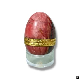 19C Russian Miniature Gem Stone Egg Box