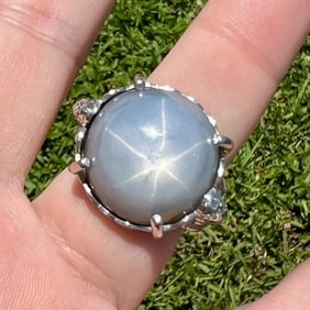 Art Deco Platinum 40.00 Ct. Star Sapphire & Diamon