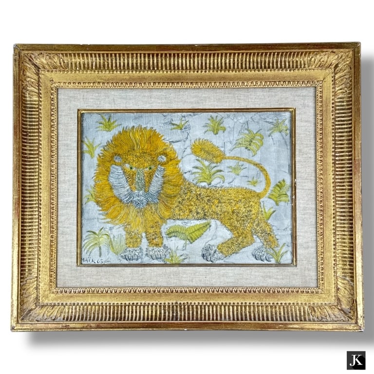 Henri Hecht Maik Oil on Canvas "Lion" 1965 (1 of 6)