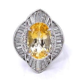 Platinum 5.05 Ct. Yellow Sapphire & Diamond Ring