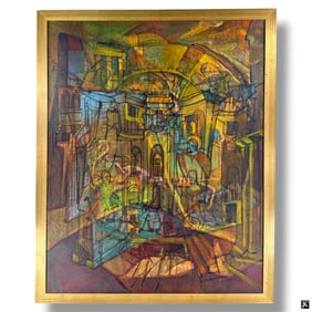 Giovanni DeCunto Oil on canvas "Church Interior"