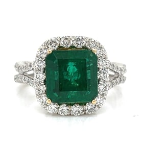 Platinum 3.30 Ct. Emerald & Diamond Ring