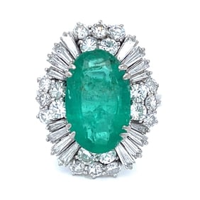 Platinum 6.25 Ct. Emerald & Diamond Ring
