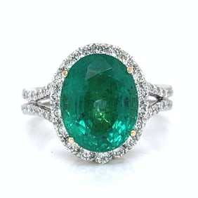 18K White Gold 4.81 Ct. Emerald & Diamond Ring