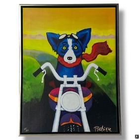George Rodrigue Embellished Giclee, Blue Dog