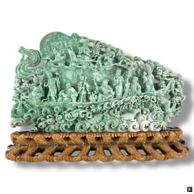 Chinese Jade Figural Carving on Stand