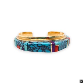 Charles Loloma, Gold And Stone Inlay Cuff