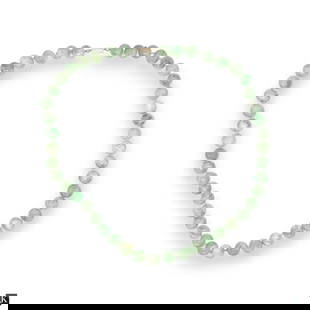 14 Karat Chinese Carved Jade Beaded Necklace: 14 Karat Chinese Carved Jade Beaded Necklace. Total Weight 82.7 grams