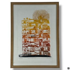 Mariaelisa Leboroni Woodcut "Arriva il Caldo Citta