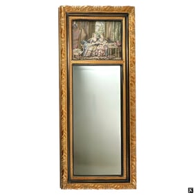 Louis XV Style Trumeau Mirror w/ Gobelin Panel