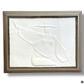 Large David Fisher Cast Paper Relief "Lady in Hat"