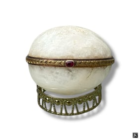 19C Russian Miniature Gem Stone Egg Box