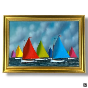Jerome Howes Oil/Canvas, Rainbow Fleet, Nantucket