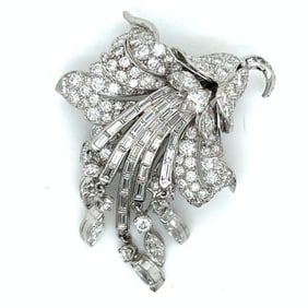 Art Deco Platinum 8.40 Ct. Diamond Brooch