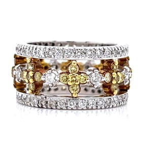 18K White Gold Fancy Yellow Diamond Band