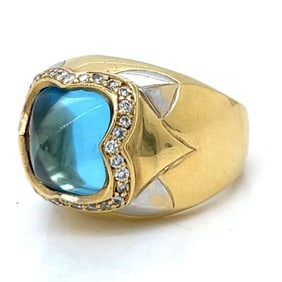 HARMEN 18K Yellow Gold Topaz & Diamond Ring