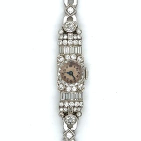 Art Deco Platinum Ladies Cocktail Watch