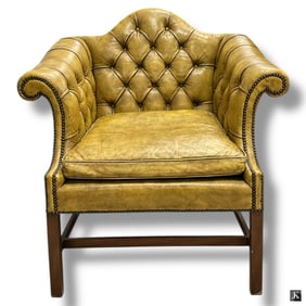 Vintage Kittinger Leather Chesterfield Arm Chair