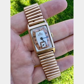 ROLEX 9K Rose Gold Prince Brancard Watch on 14K Br