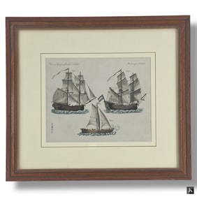 German School Engraving Warships of Different Kind