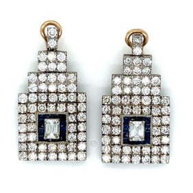 Platinum & 18K Sapphire and Diamond Earrings