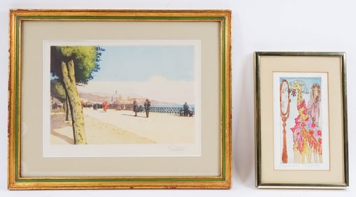 2 Signed Color Lithographs, Mary Gentry, F. Leve