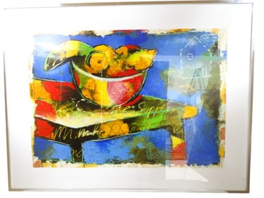 Contemporary Color Print "Fruit Bowl on Table"