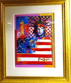 Peter Max Mixed Media "God Bless America II"