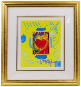 Peter Max Mixed Media on Paper "Heart"