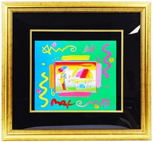 Peter Max Mixed Media, Rainbow Umbrella Man