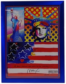 Peter Max Mixed Media "God Bless America IV"