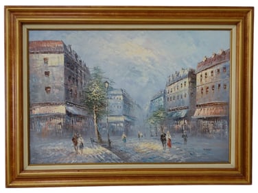 Caroline Burnett MCM Oil on canvas "Paris Street"
