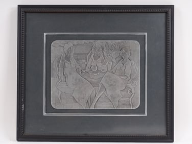 Itzchak Tarkay Pewter Plaque "3 Ladies at Tea"