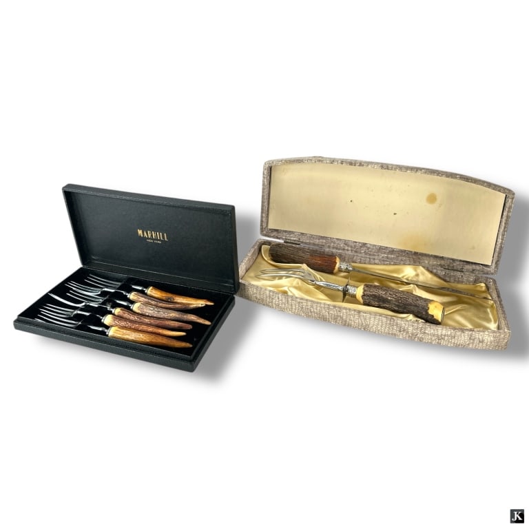 Antique Horn Handled Carving Set and Forks (1 of 3)