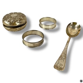 Silver Lot Gorham Yoyo, Napkin Rings, Spoon